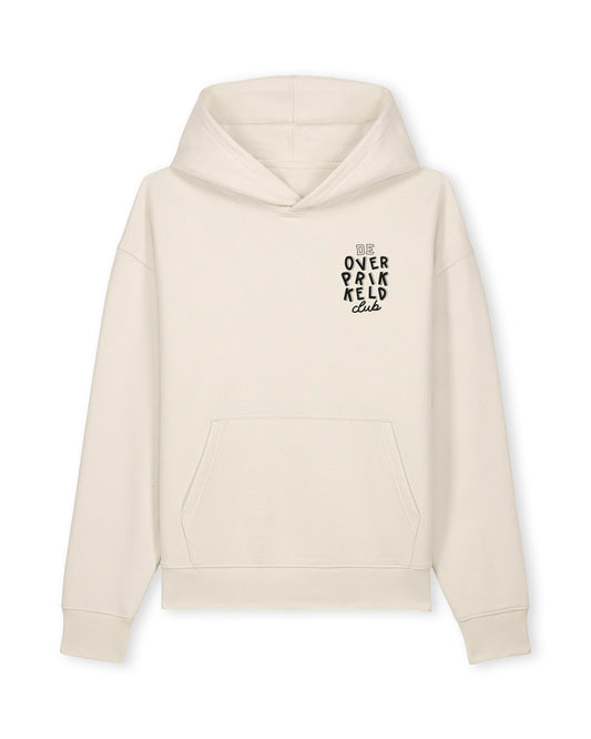 Hoodie ‘De Overprikkeld Club’ - Beige Unisex 85% Biologisch Katoen (Fair Wear)