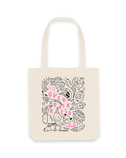 Premium Canvas Tote Bag ‘De Overprikkeld Club’ – Beige 80% Gerecycled katoen