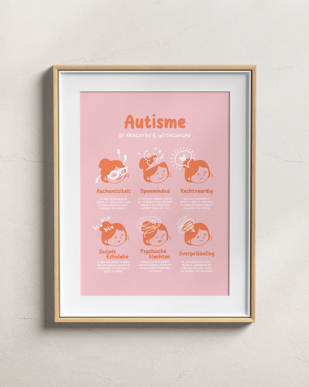 Autisme - Roze A4 Print: de Krachten & Uitdagingen