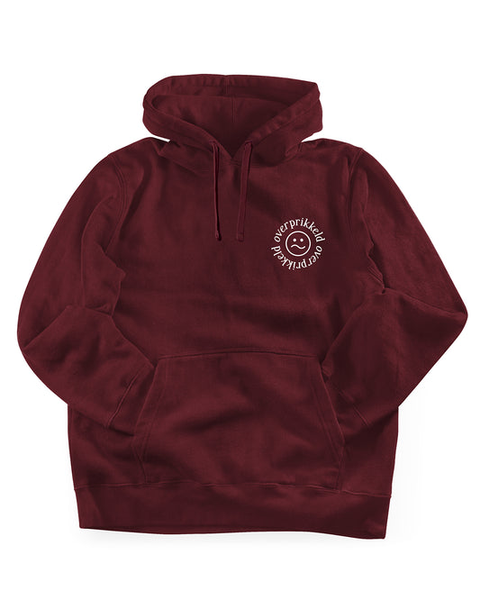 Hoodie 'Overprikkeld Smiley' zeefdruk - Unisex 85% Biologisch Katoen (Fair Wear)
