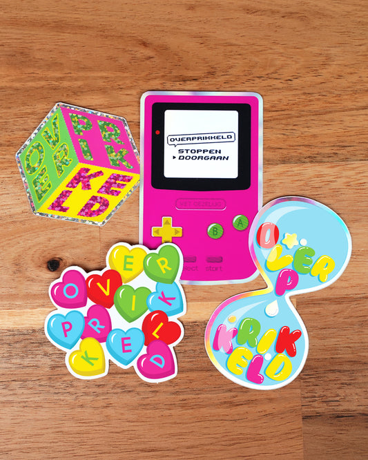 Sticker ‘Overprikkeld’ Kubus - Glitter