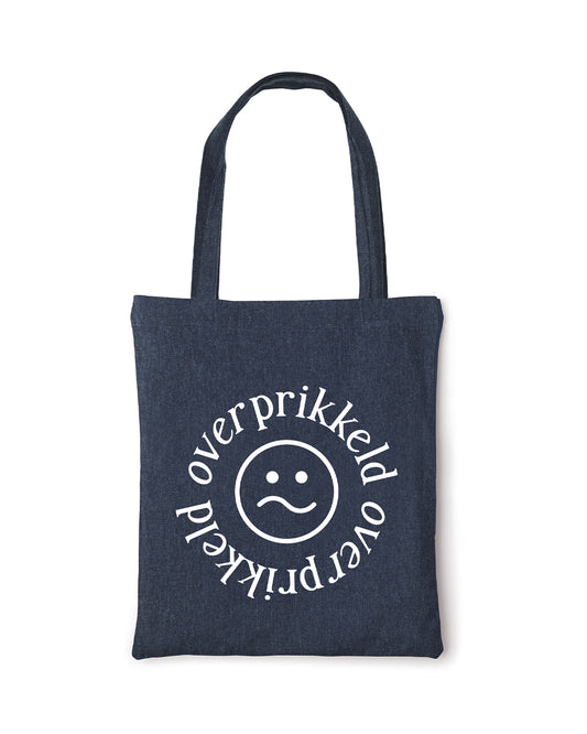 Canvas Tote Bag ‘Overprikkeld Smiley’ - Blauw 80% Gerecycled katoen