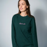 Long Sleeve ‘Anders als' geborduurd - Groen Unisex 100% Biologisch Katoen (Fair Wear)