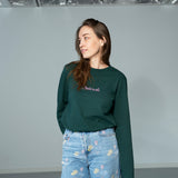 Long Sleeve ‘Anders als' geborduurd - Groen Unisex 100% Biologisch Katoen (Fair Wear)