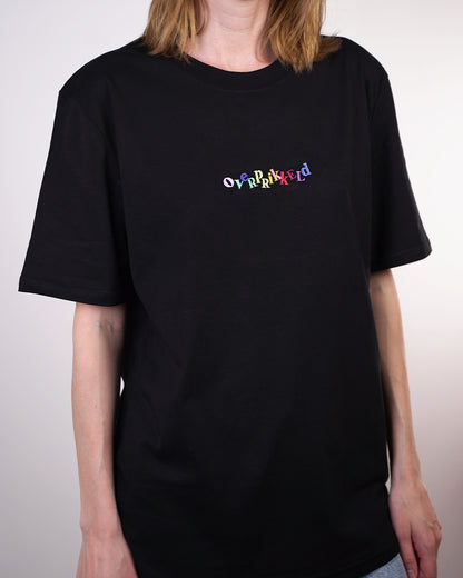 T-shirt Overprikkeld Regenboog - Zwart Regular Fit