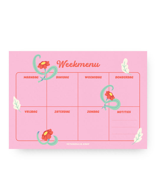 A5 ‘Weekmenu’ Notitieblok – 50 vellen