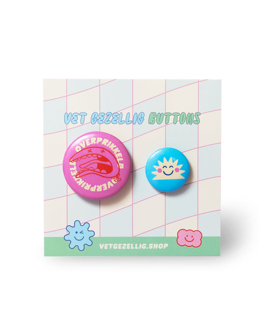 De ‘Overprikkeld’ Button Set: 2 stuks