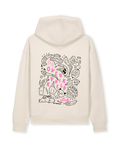 Hoodie ‘De Overprikkeld Club’ - Beige Unisex 85% Biologisch Katoen (Fair Wear)