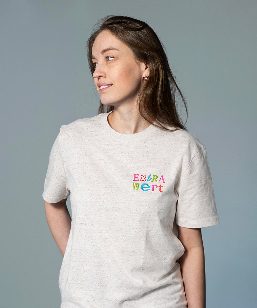 T-shirt 'Extravert' Eco-Heather – Unisex 100% Biologisch Katoen (Fair Wear)