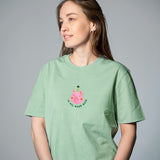T-shirt 'Ik wil naar huis' Licht groen – Unisex 100% Biologisch Katoen (Fair Wear)