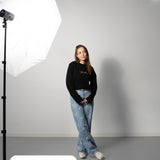 Long Sleeve ‘Overprikkeld’ geborduurd - Zwart Unisex 100% Biologisch Katoen (Fair Wear)