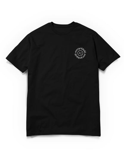 T-shirt Overprikkeld Smiley - Zwart Relaxed Fit