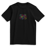 Nieuw (Maat L): T-shirt Blokletters 'OVERPRIKKELD' geborduurd - Zwart Regular Fit