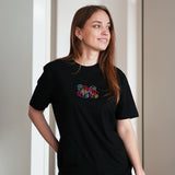 Nieuw (Maat L): T-shirt Blokletters 'OVERPRIKKELD' geborduurd - Zwart Regular Fit