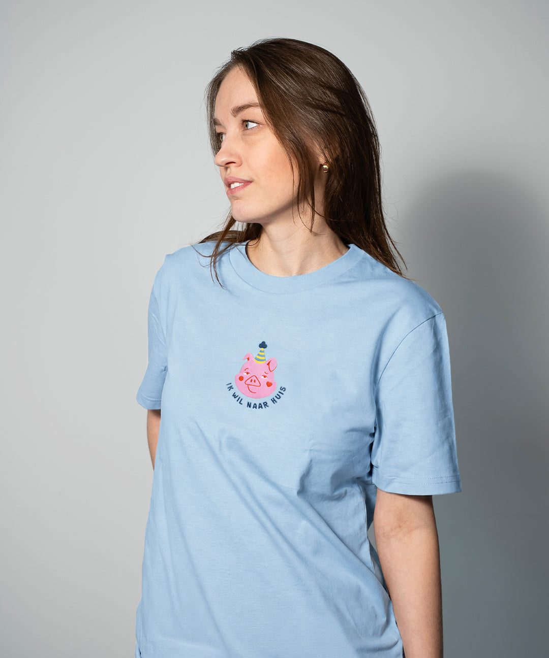 T-shirt 'Ik wil naar huis' Licht groen – Unisex 100% Biologisch Katoen (Fair Wear)