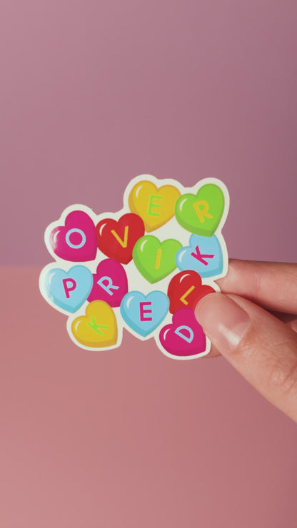 Sticker ‘Overprikkeld’ Hartjes - Glanzend