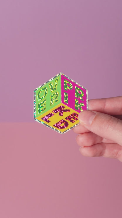 Sticker ‘Overprikkeld’ Kubus - Glitter